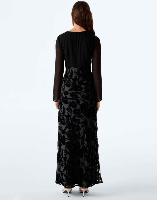 Omnes Omnes marj maxi dress in black devore floral in black devore floral, 2 of 7