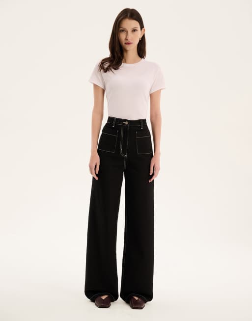 OMNES Orielle wide leg high rise Jeans in black