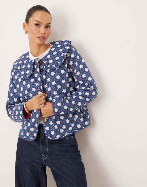 OMNES Peggy Cotton Quilted Jacket in Floral Check  - view 1