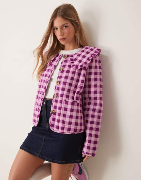OMNES Peggy Cotton Quilted Jacket in Pink Gingham - view 1