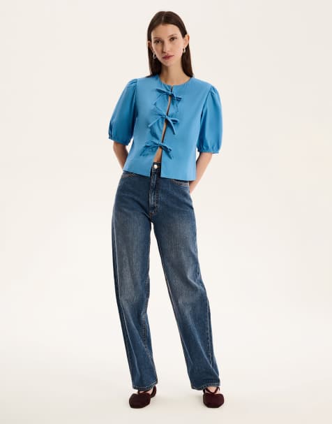 OMNES Pollo Cotton Blouse in blue - view 1