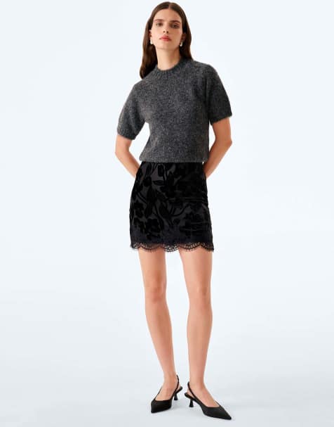 Omnes Rhya skirt in black devore