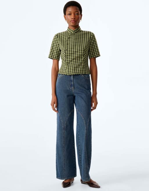Omnes Riley blouse in green check, 3 of 4