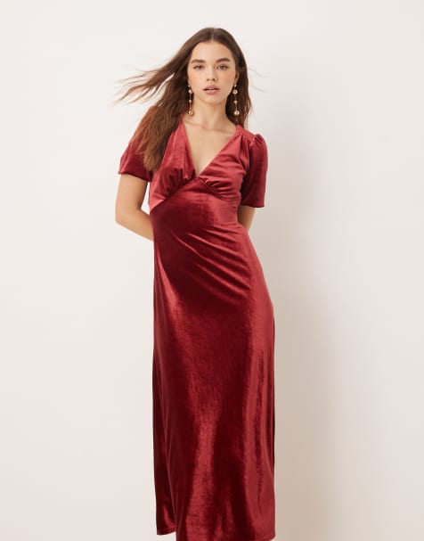 OMNES Rosie Velvet Dress in Red 