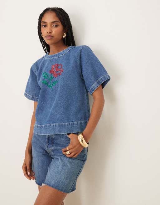 Omnes Shirt cally in blue