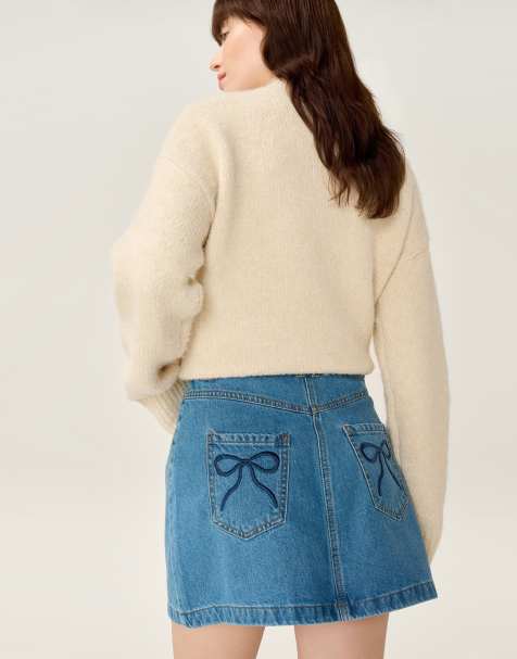 Omnes Skirts ottie bow mini denim skirt in blue - view 1