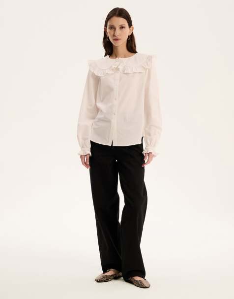 OMNES Sunday Frill Collar Shirt in white - view 1