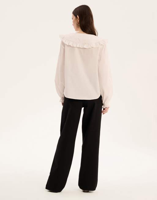 OMNES Sunday Frill Collar Shirt in white, 3 of 4