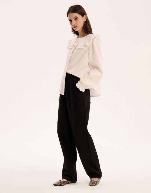 OMNES Sunday Frill Collar Shirt in white, 4 of 4