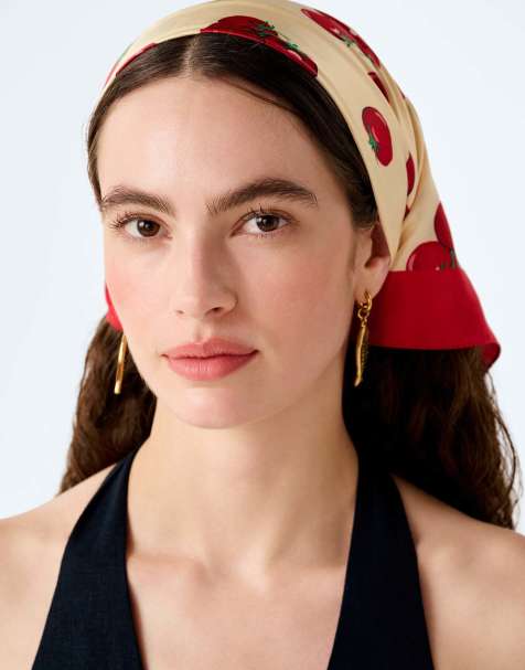 Omnes tahiti headscarf in tomato print in yellow - view 1