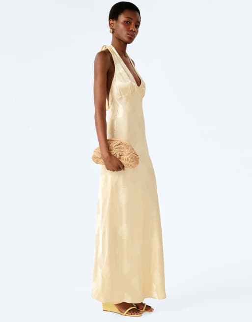 Omnes teo maxi dress in double cream in yellow, 3 of 5