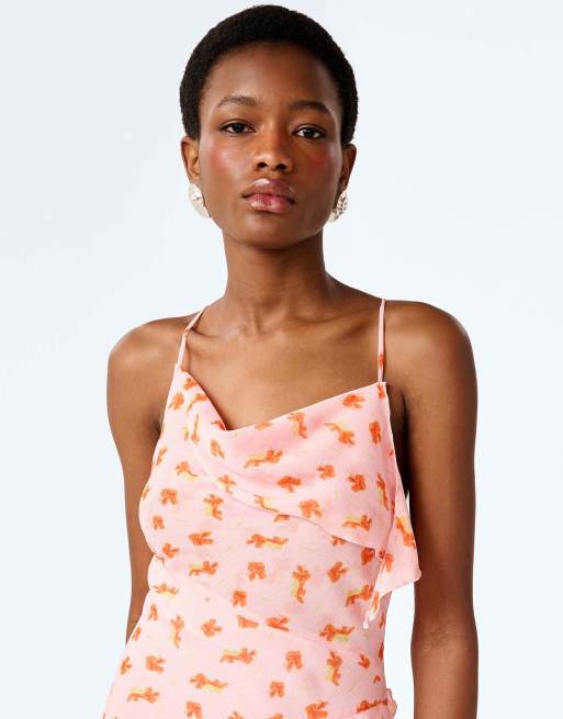 Omnes thora dress in pink abstract ditsy floral, 5 of 6