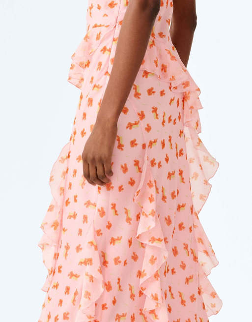 Omnes thora dress in pink abstract ditsy floral, 6 of 6