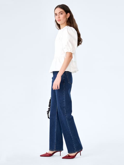 Omnes Tops tiana open back cotton blouse with peplum frill in white in white, 2 of 4