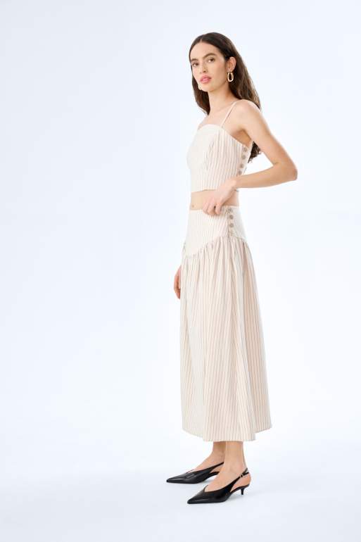 Omnes Tops trisha linen cami top with pinstripe in cream, 4 of 4