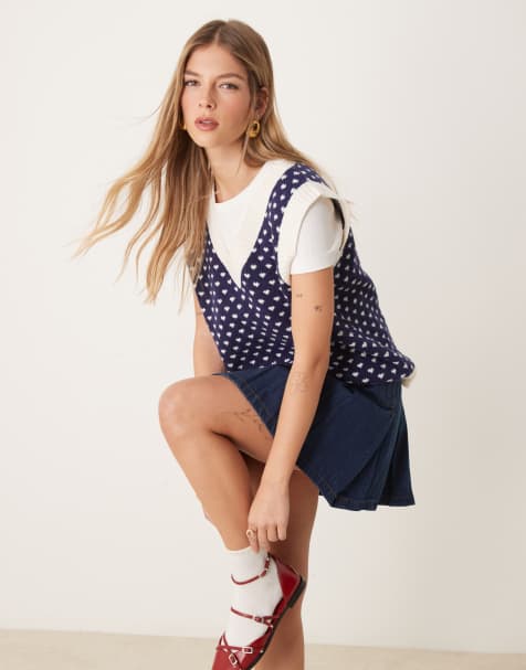 OMNES Trinny Mini Heart Vest in Navy  - view 1