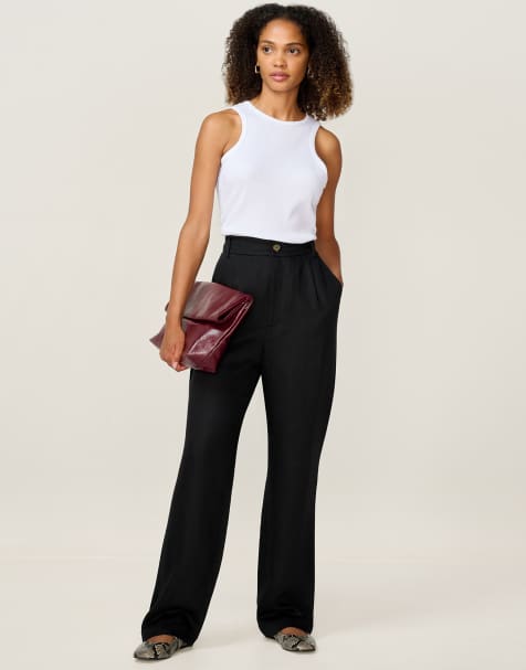 Omnes Trousers cinnamon straight leg trouser in black 