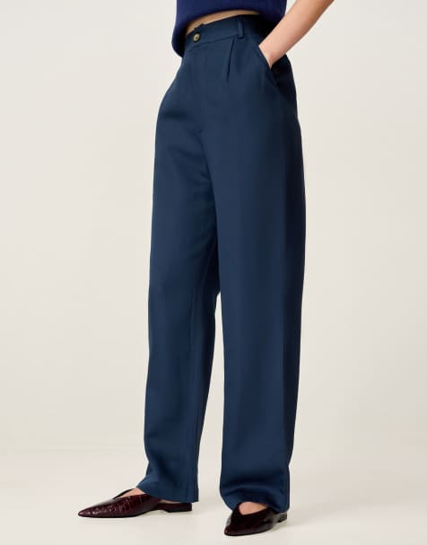 Omnes Trousers cinnamon straight leg trouser in navy