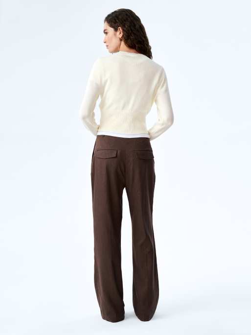 Omnes Trousers pearl high-rise, wide leg linen trousers in chocolate brown , 2 of 4