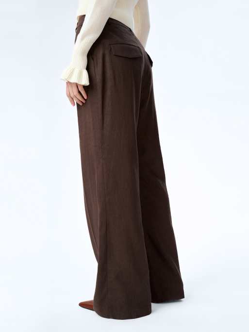 Omnes Trousers pearl high-rise, wide leg linen trousers in chocolate brown , 3 of 4