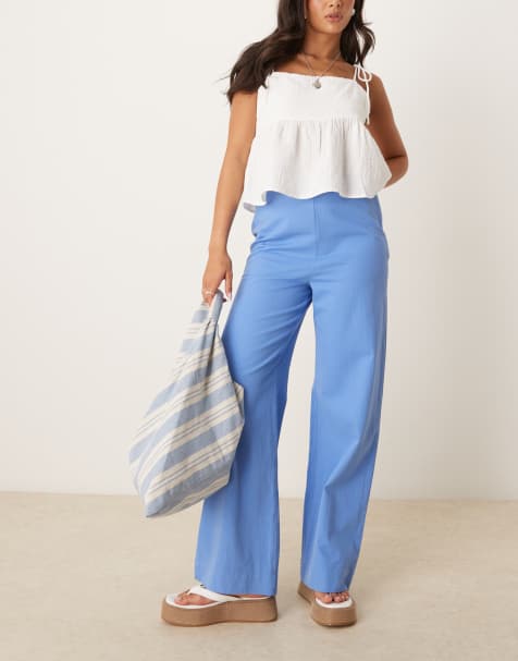 OMNES Wide leg high rise trousers in blue