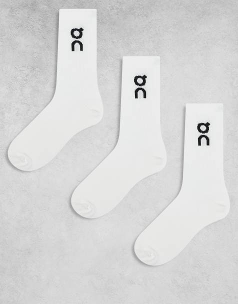ON 3 pack logo crew socks in white - view 1