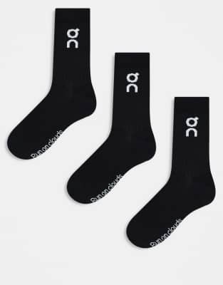asos ON 3 pack logo high socks in black