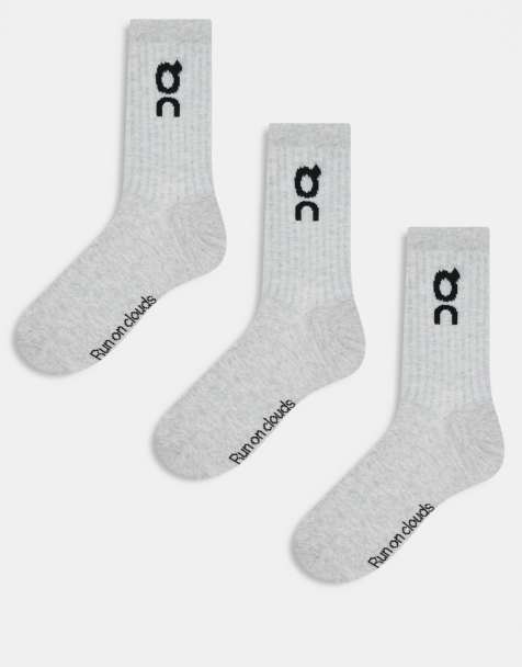ON 3 pack logo high socks in grey - view 1