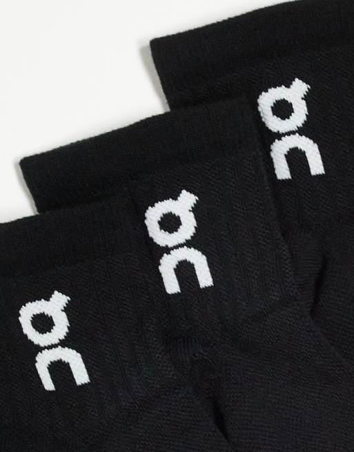 ON 3 pack logo mid socks in black, 3 of 3