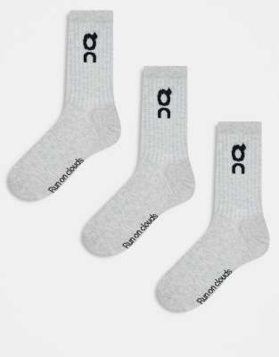 ON - 3er-Pack hohe Socken in Grau mit Logo