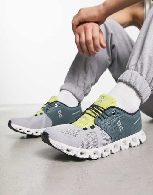 ON Cloud 5 trainers in green and grey | ASOS