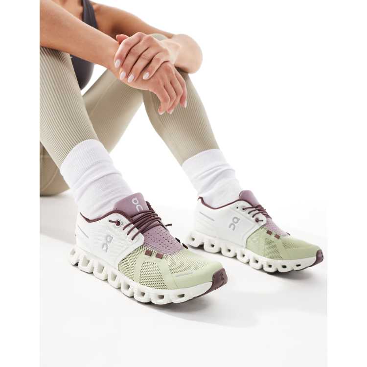 ON Cloud 5 trainers in ice haze green and pink | ASOS