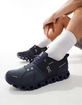 On Running ON Cloud 5 Waterproof all day trainers in black and navy