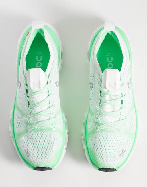 ON Cloud X Tempo training trainers in white and green, 2 of 5
