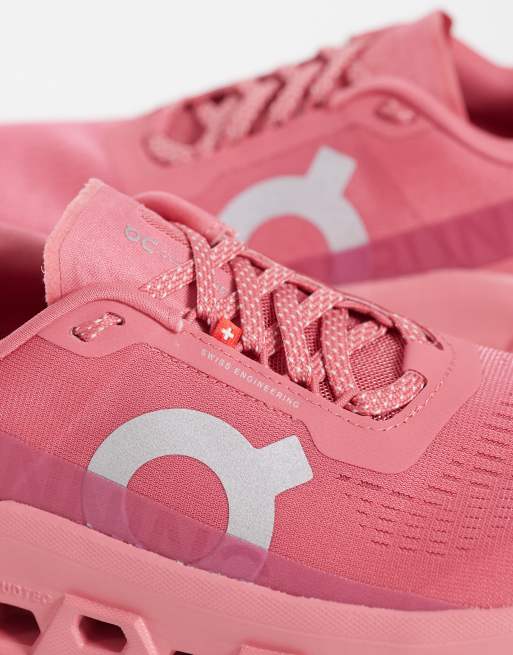 ON Cloudmonster 1 running trainers in bright pink, 4 of 5