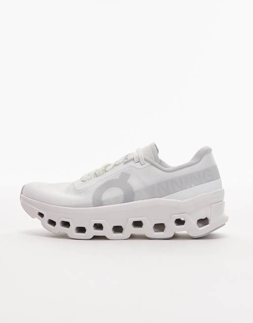 ON Cloudmonster 1 running trainers in white, 2 of 5