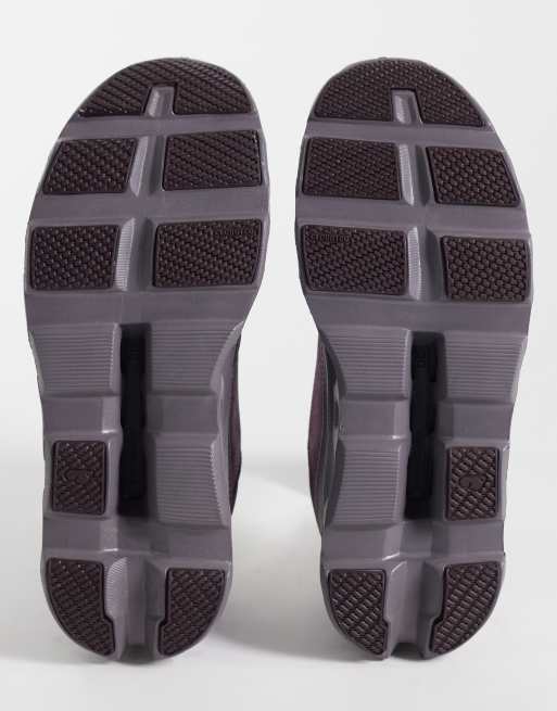 ON Cloudmonster 1 waterproof running trainers in brown and dark purple, 4 of 5