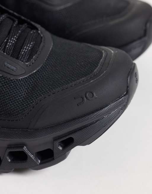 ON Cloudmonster 1 waterproof running trainers in triple black, 4 of 5