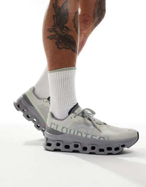 ON Cloudmonster running trainers in grey - view 1