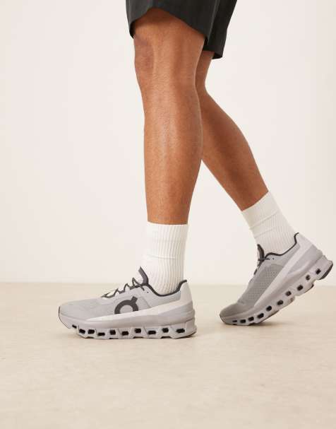 ON Cloudmonster running trainers in grey - view 1