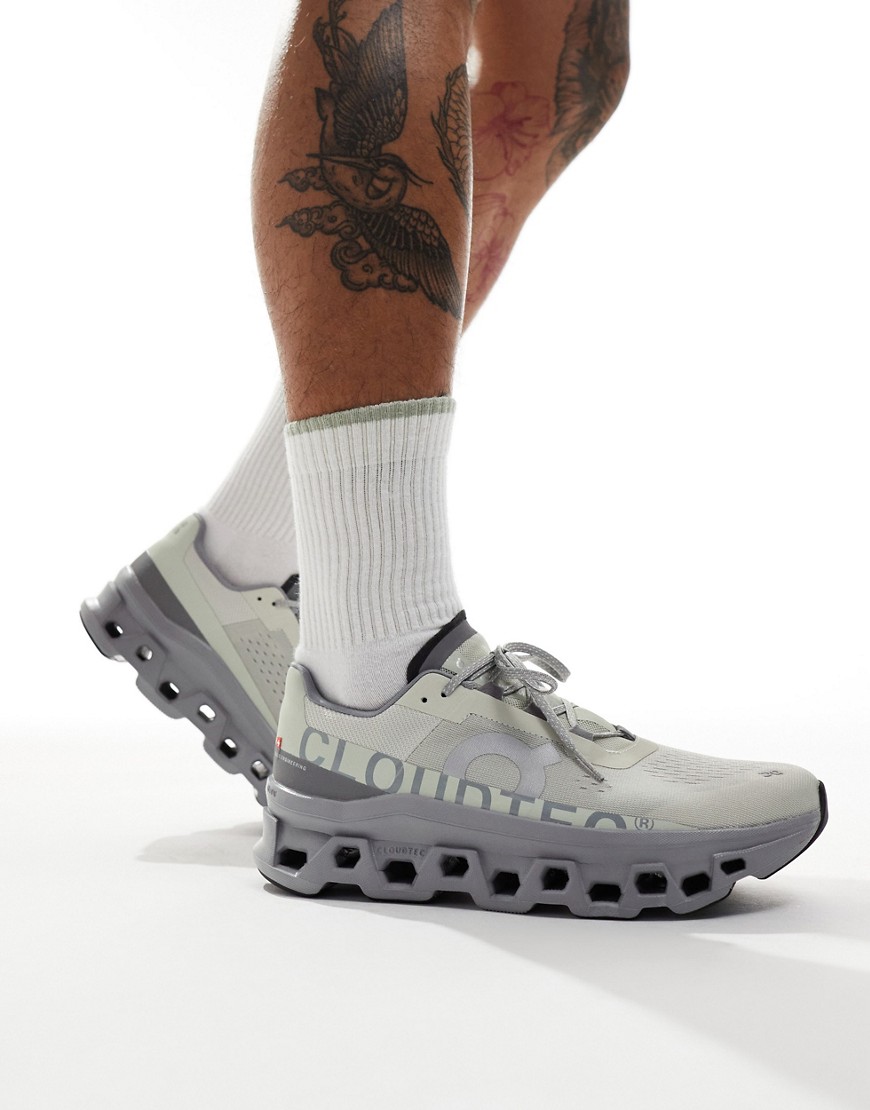 ON Cloudmonster running trainers in ice alloy-White