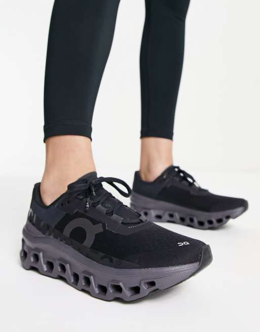 ON Cloudmonster running trainers in triple black | ASOS