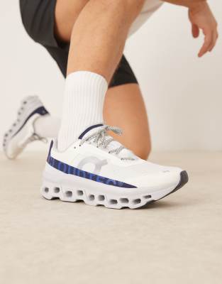 On Running ON Cloudmonster running trainers in white and blue