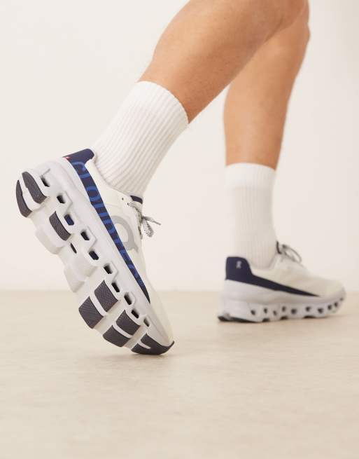 ON Cloudmonster running trainers in white and blue  , 3 of 5