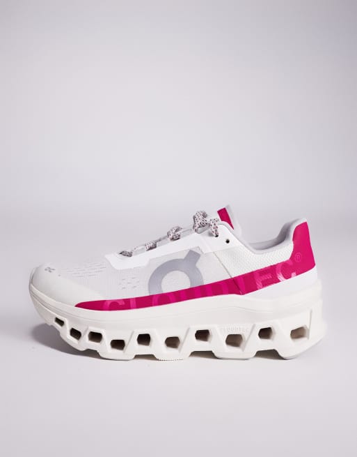 ON Cloudmonster running trainers in white and pink | ASOS