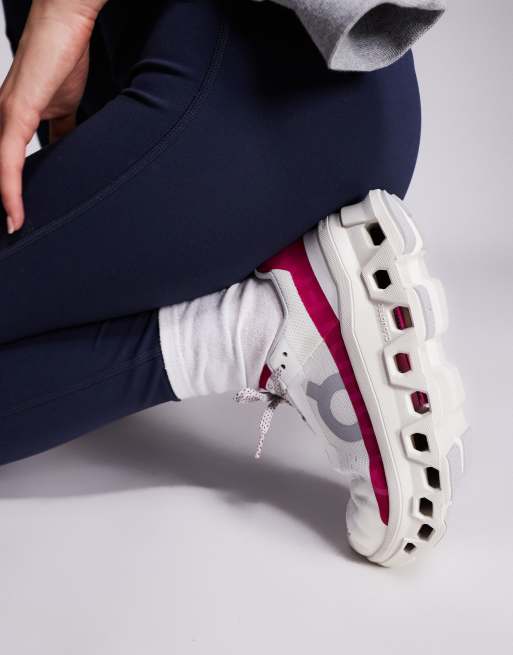 ON Cloudmonster running trainers in white and pink | ASOS