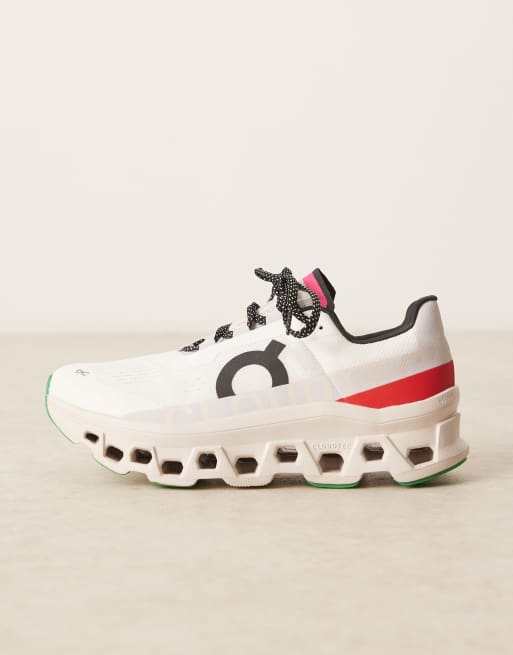 ON Cloudmonster running trainers in white and red | ASOS