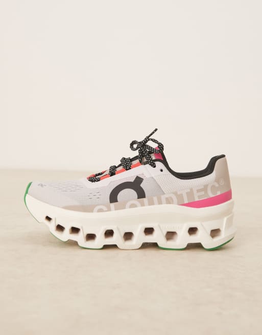ON - Cloudmonster - Sneakers da corsa argento, avorio e rosa