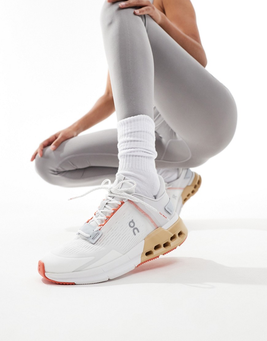 ON Cloudnova Flux trainers in white and peach