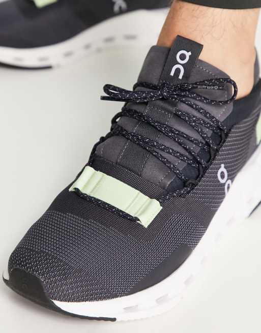 ON Cloudnova trainers in black and green ASOS